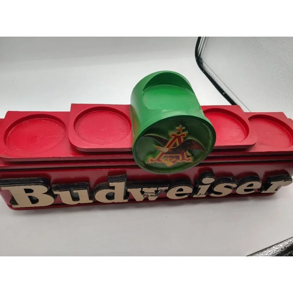 Budweiser 2000 Anheuser-Busch Inc. Red & Green Bar Store Beer Bottle Caddy/Displ